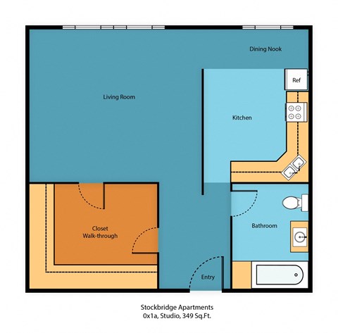 0x1a_Studio 349 Floor Plan at Stockbridge Apartment Homes, Seattle, Washington